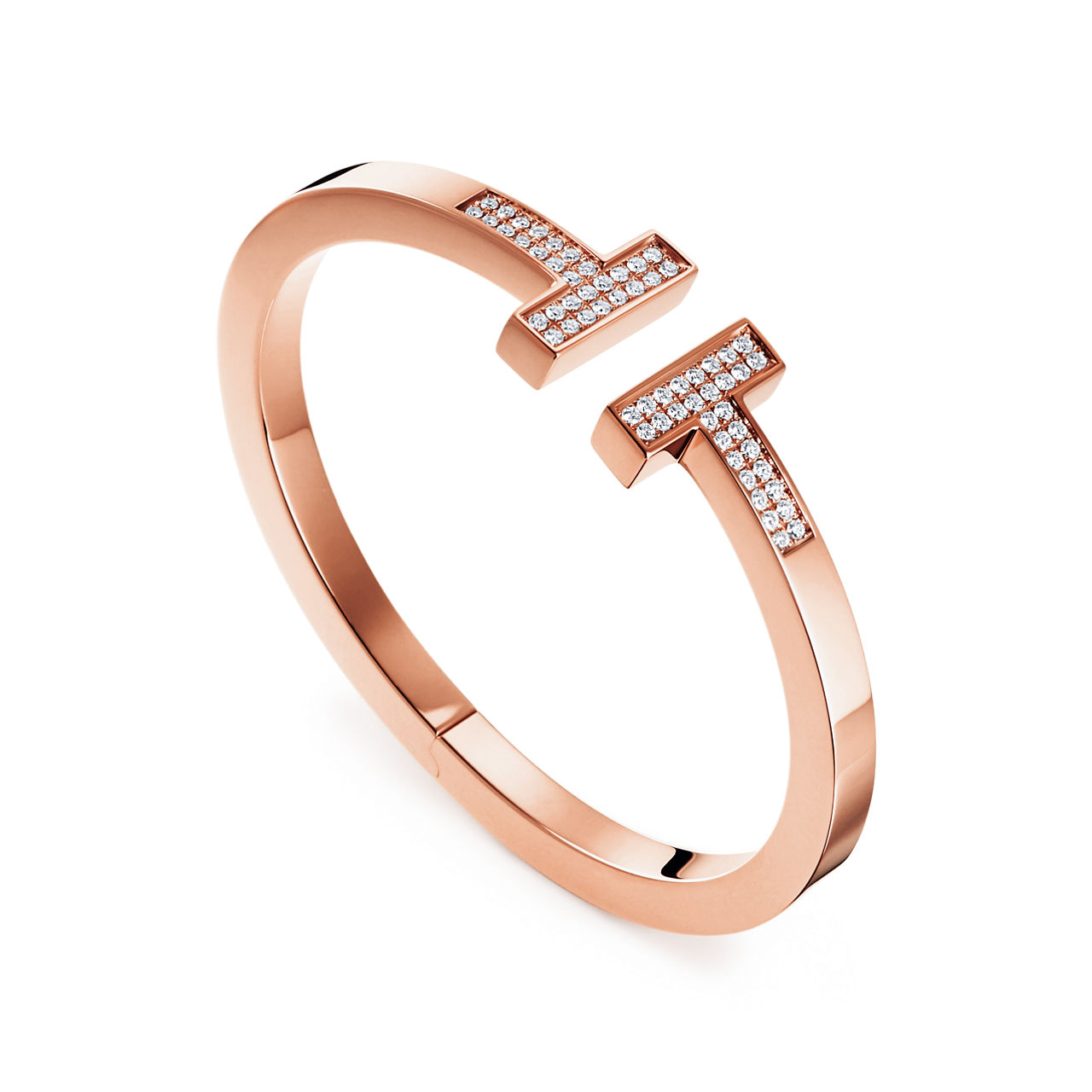 Tiffany T:Pavé Diamond Square Bracelet in Rose Gold image number 2