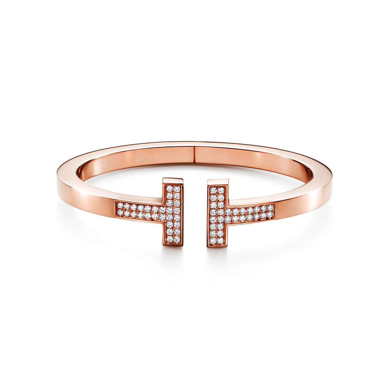 Tiffany T:Pavé Diamond Square Bracelet in Rose Gold image number 0