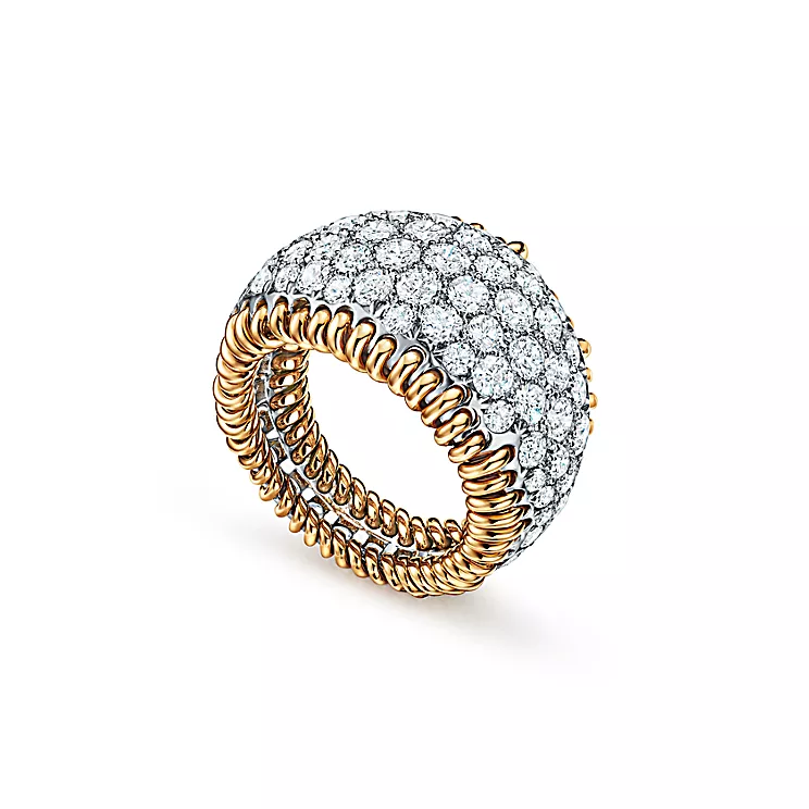 Schlumberger by Tiffany & Co.™:스티치 링, 플래티늄 및 골드, 다이아몬드 세팅 이미지 번호 2