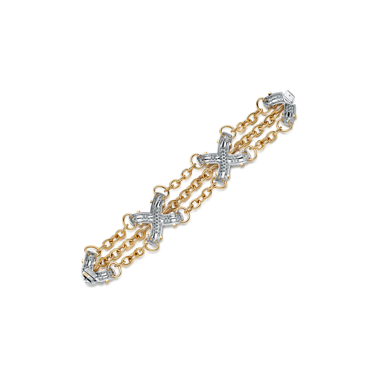 Schlumberger by Tiffany & Co.™:Armband mit X-förmigen Gliedern in Platin und Gelbgold Bildnummer 2