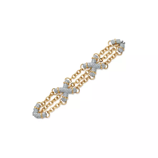 X Link Bracelet in Platinum and Yellow Gold