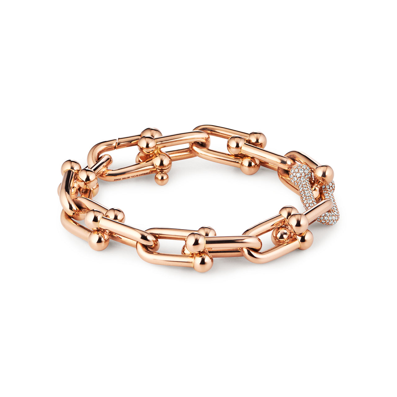 Tiffany HardWear:Large Link Bracelet in Rose Gold with Diamonds image number 2