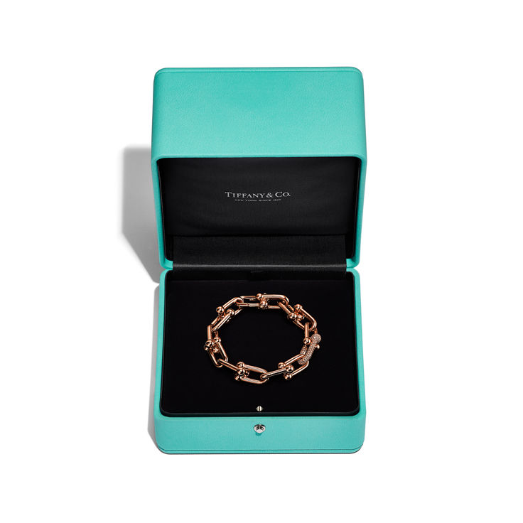 Tiffany HardWear:Large Link Bracelet in Rose Gold with Diamonds image number 4