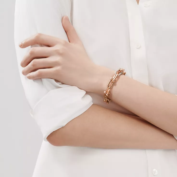 Tiffany HardWear:Large Link Bracelet in Rose Gold with Diamonds, 1
