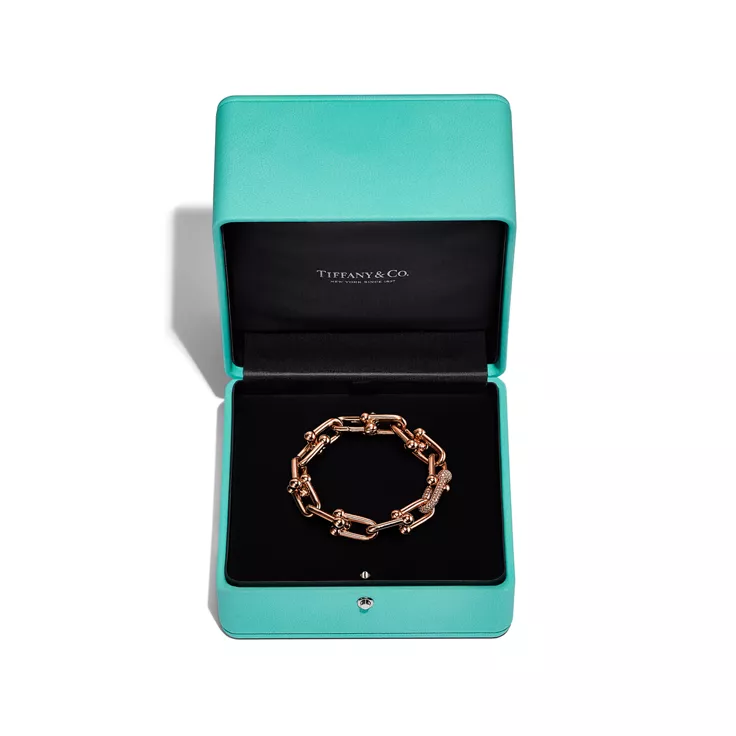 Tiffany HardWear:Large Link Bracelet in Rose Gold with Diamonds, 4