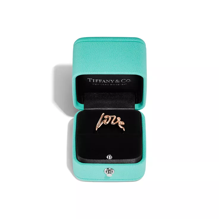 Paloma's Graffiti:Love Ring in Rose Gold, Small, 4