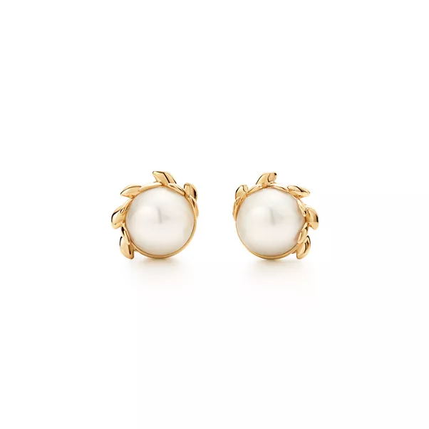Olive Leaf Pearl Earrings