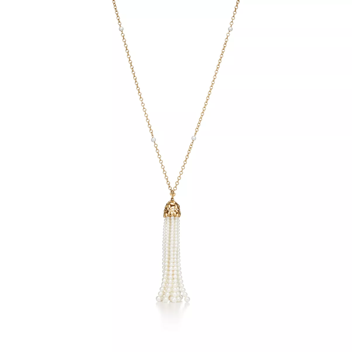 Olive Leaf Pearl Tassel Necklace