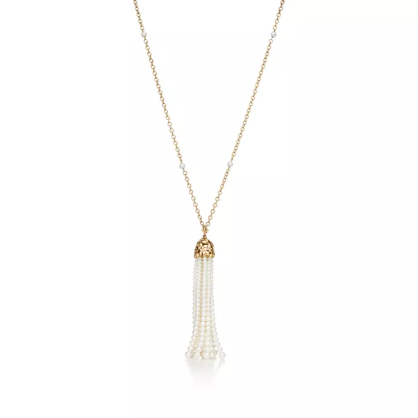 Olive Leaf Perlencollier mit Quaste 