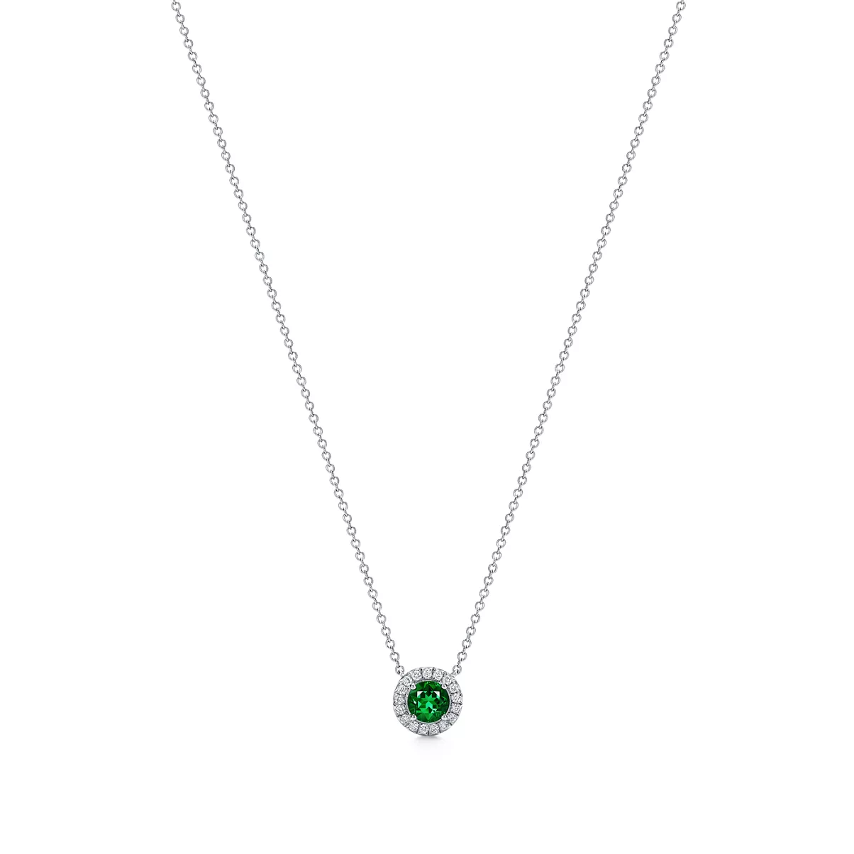 Pendant in Platinum with an Emerald and Diamonds