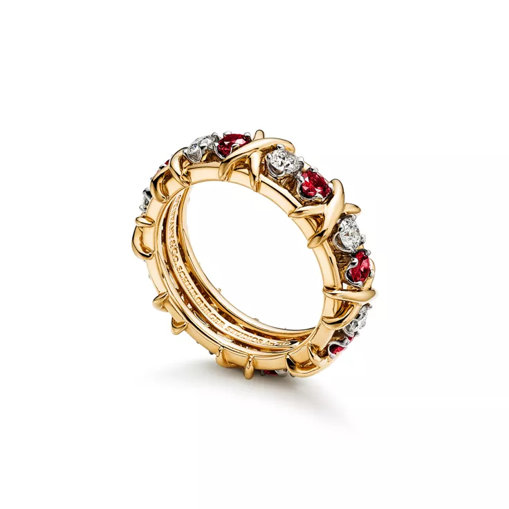 Sixteen Stone by Tiffany:Ring in Yellow Gold & Platinum with Diamonds and Rubies, 2