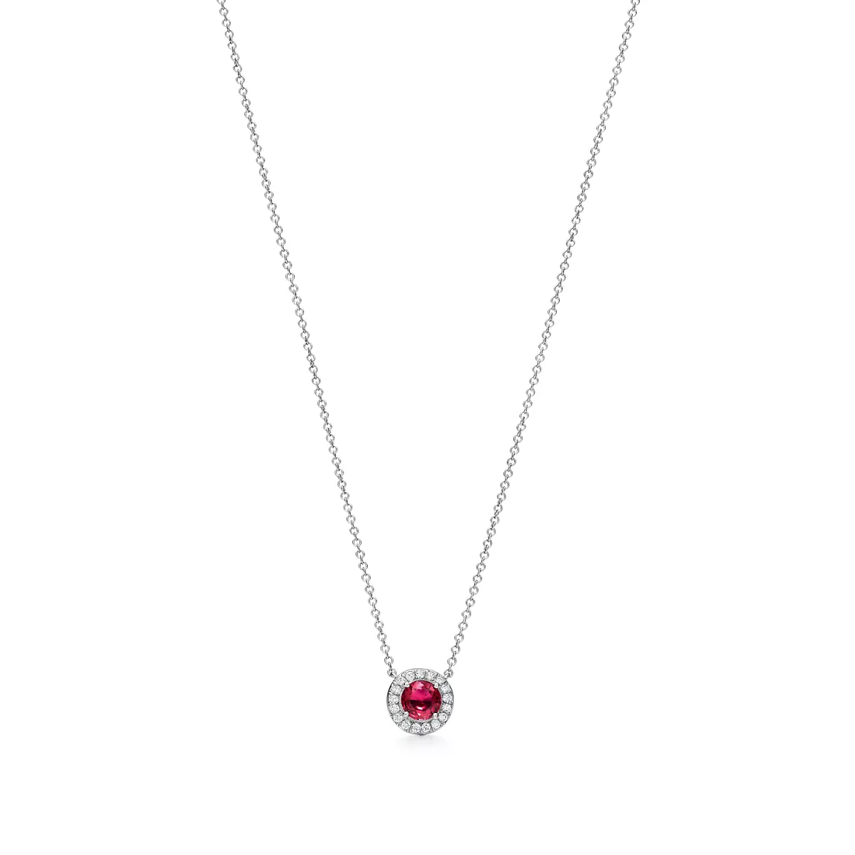 Pendant in Platinum with a Ruby and Diamonds
