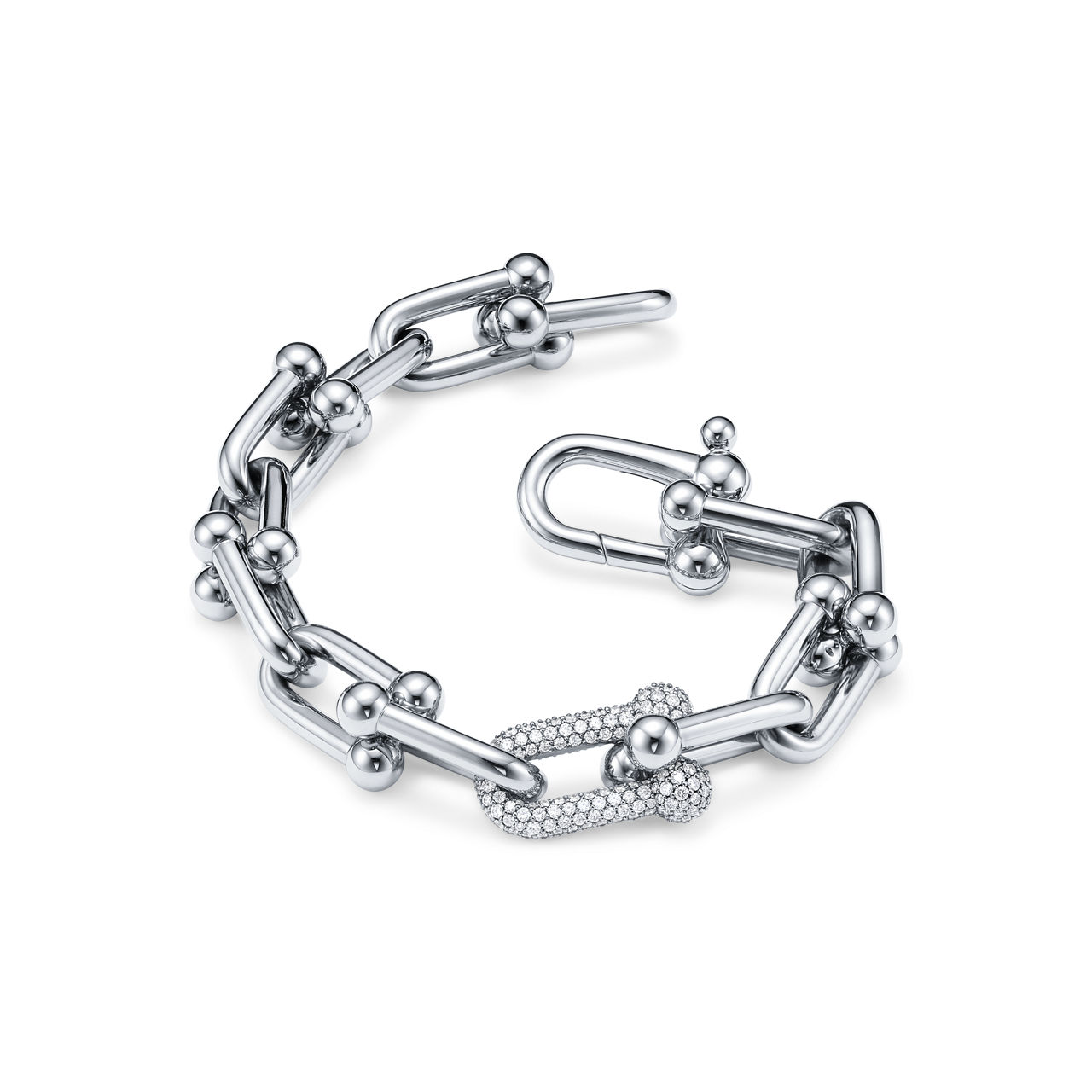 Tiffany HardWear:Large Link Bracelet in White Gold with Diamonds image number 2