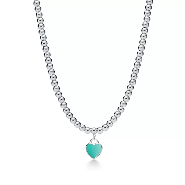 Tiffany Blue® Heart Tag Bead Necklace in Silver