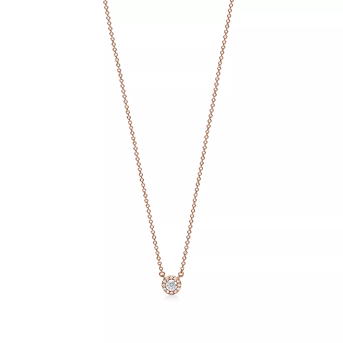 Tiffany Soleste Pendant w/Chain 18K 로즈 골드 다이아몬드 S