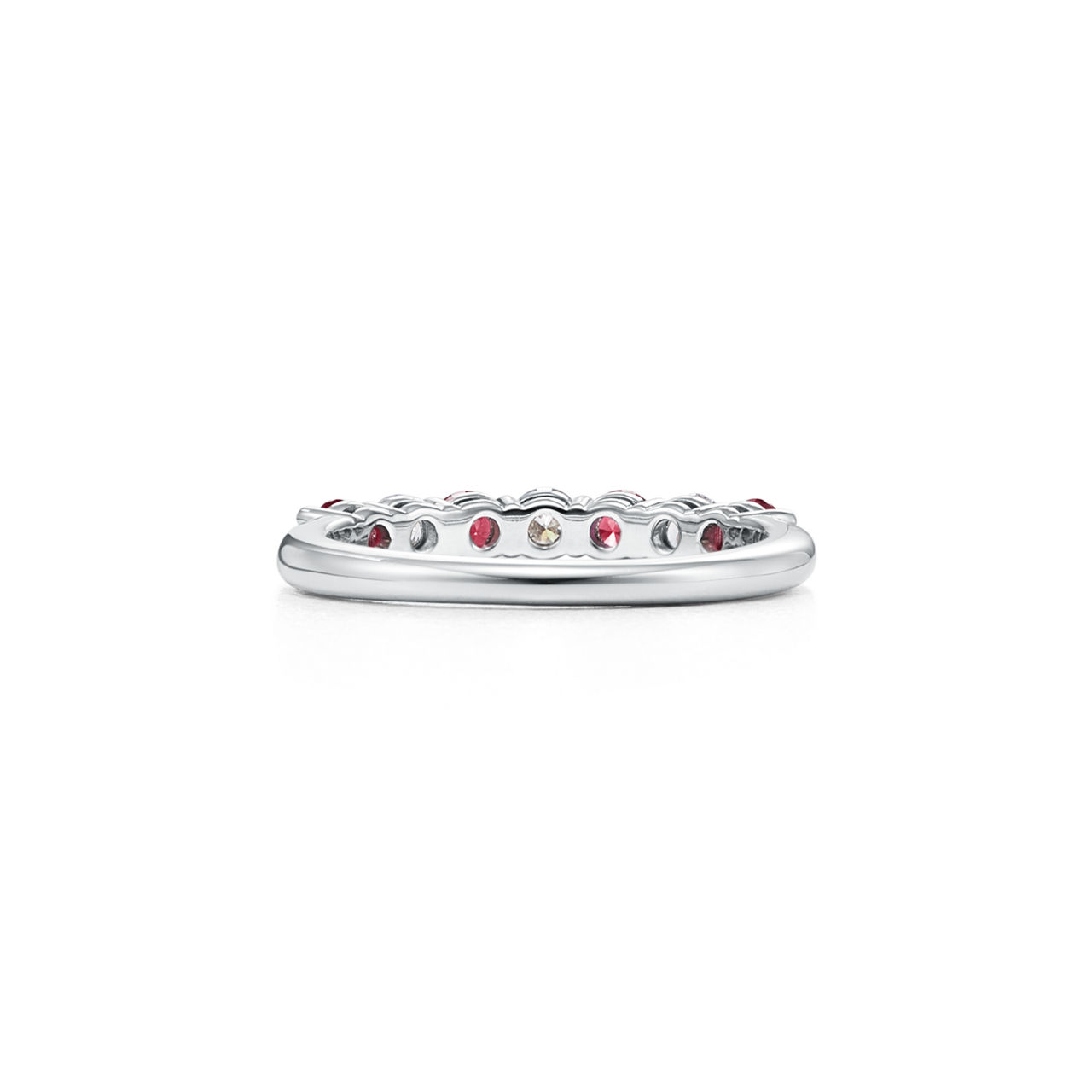 Tiffany Forever:Band Ring in Platinum with a Half-circle of Rubies & Diamonds image number 3