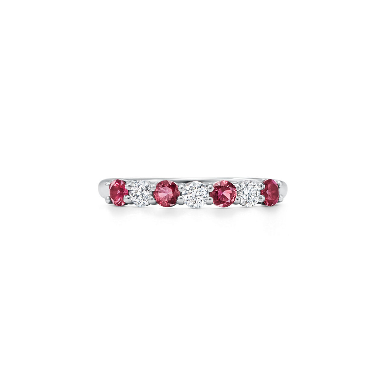 Tiffany Forever:Band Ring in Platinum with a Half-circle of Rubies & Diamonds image number 0