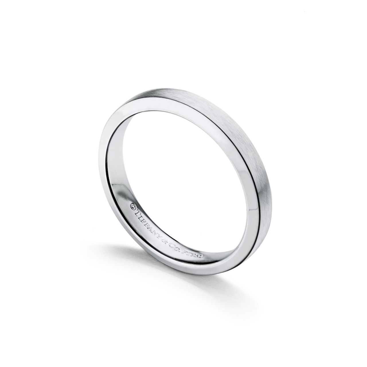 The Charles Tiffany Setting:Satin Finish Ring in Platinum, 3 mm Wide image number 3