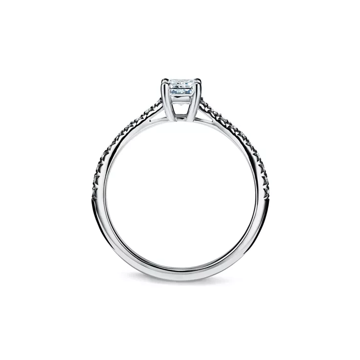Tiffany Novo&reg;:Emerald-cut Engagement Ring with a Pav&eacute; Diamond Platinum Band, 5