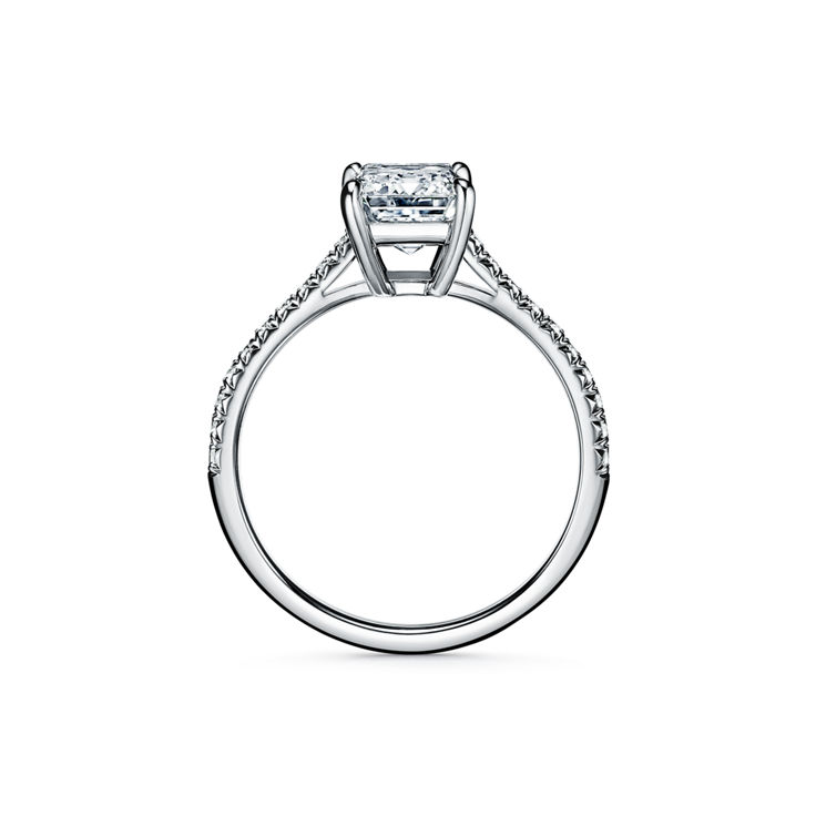 Tiffany Novo®: Emerald-cut Engagement Ring with a Pavé Diamond Platinum Band image number 5