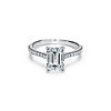 Tiffany Forever:Emerald-cut Engagement Ring with a Pav&eacute; Diamond Band in Platinum image number 0
