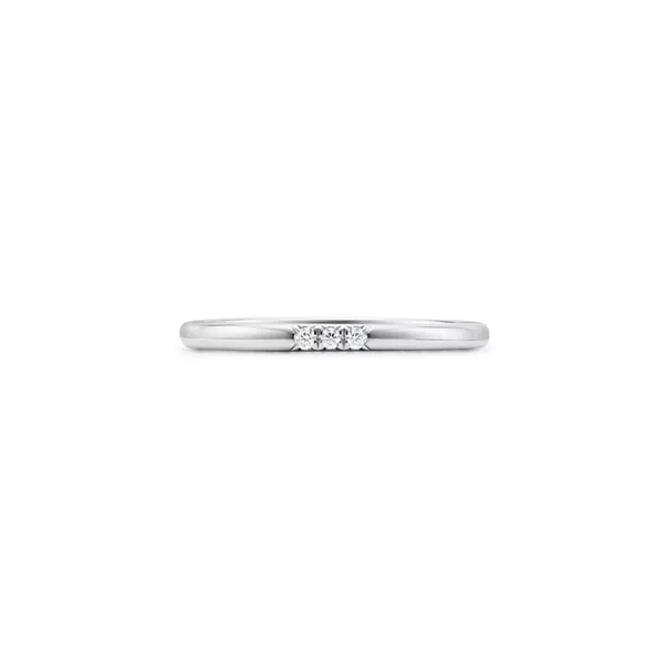 웨딩 밴드 링, 플래티늄, 다이아몬드 세팅, 두께 2mm.