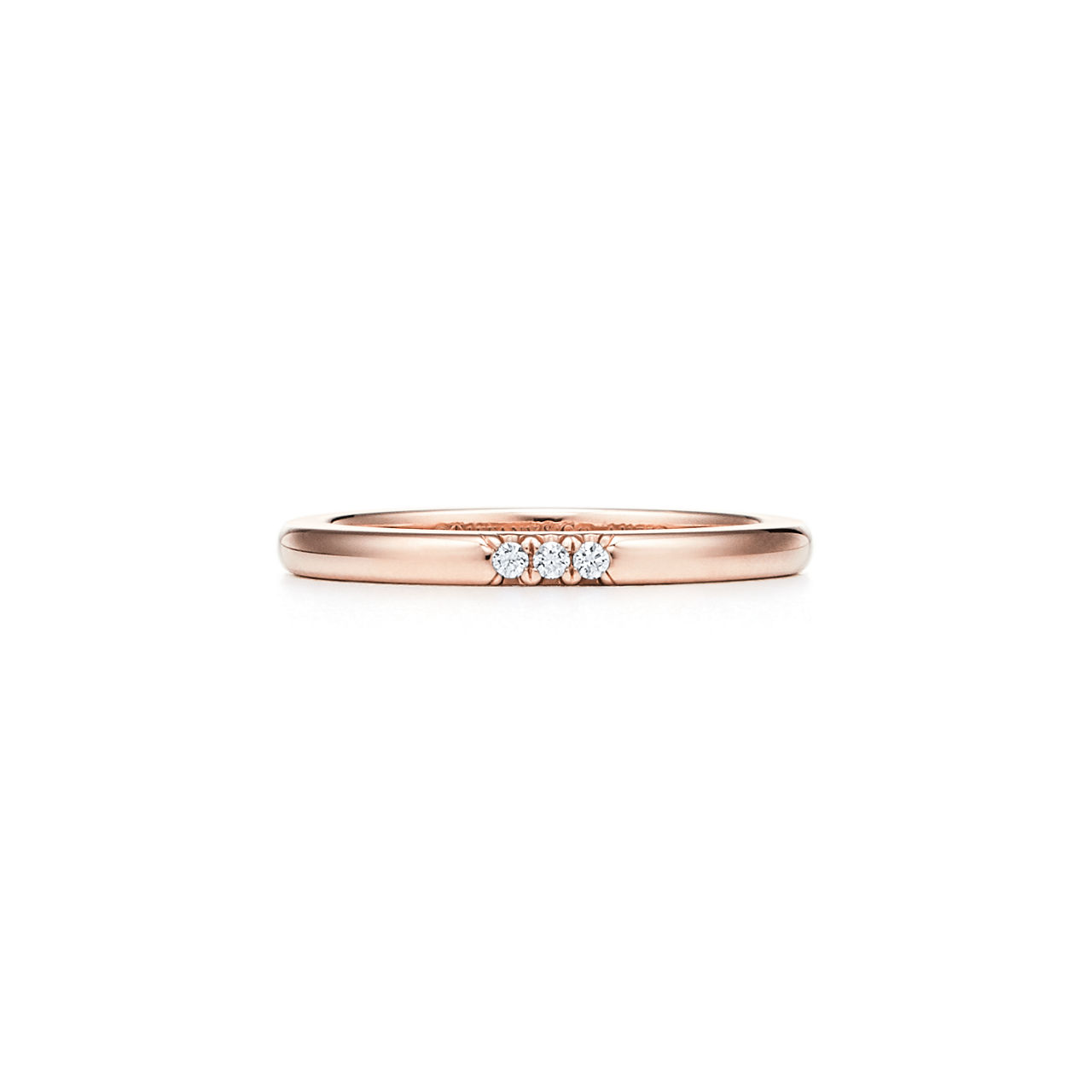 웨딩 밴드 링, 로즈 골드, 다이아몬드 세팅, 두께 2mm.