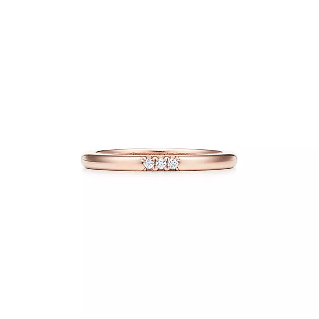 티파니 포에버:웨딩 밴드 링, 로즈 골드, 다이아몬드 세팅, 두께 2mm. 이미지 번호 0
