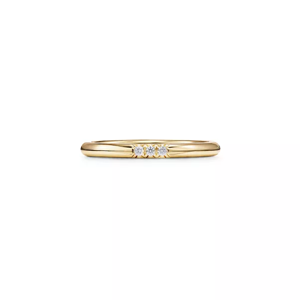 Wedding Band Ring in Yellow Gold with Diamonds, 2 mm Wide