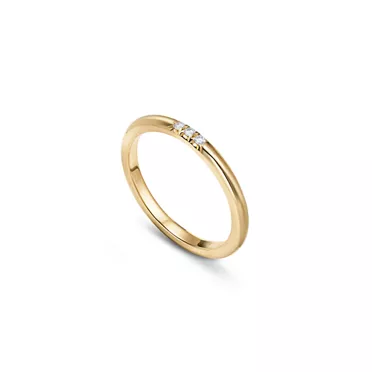 Tiffany Forever:Wedding Band Ring in Yellow Gold with Diamonds, 2 mm Wide, 3