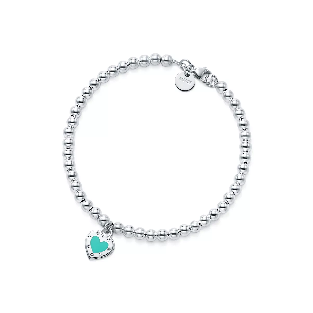 Love Tiffany Blue&reg; Heart Tag Bead Bracelet in Silver