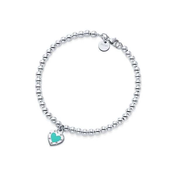 Return to Tiffany™:Love Kugelarmband mit Herzanhänger in Tiffany Blue® in Silber