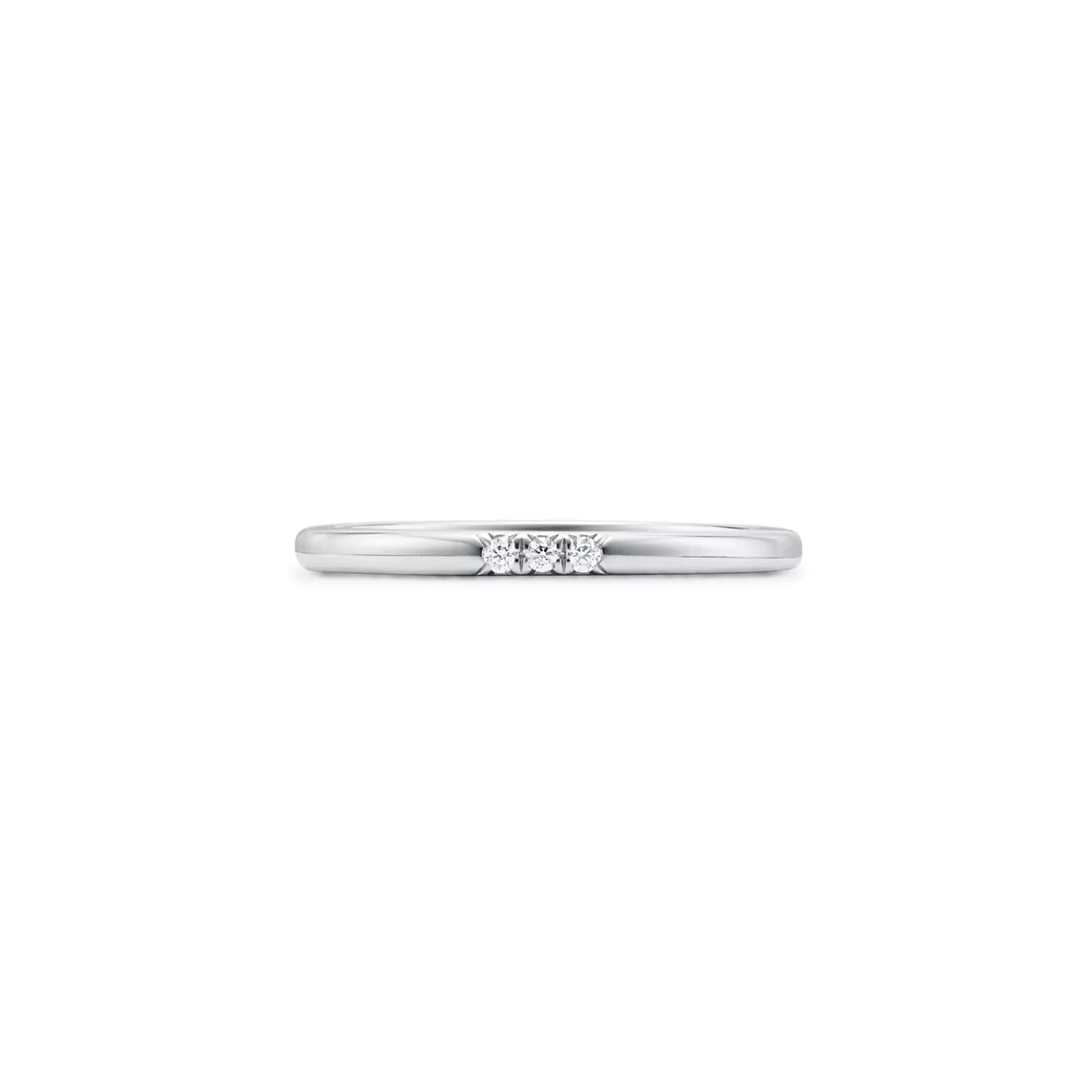 Wedding Band Ring in Platinum with Diamonds, 2 mm Wide