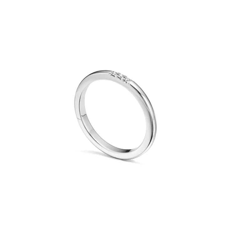 Tiffany Forever:Wedding Band Ring in Platinum with Diamonds, 2 mm Wide, 2