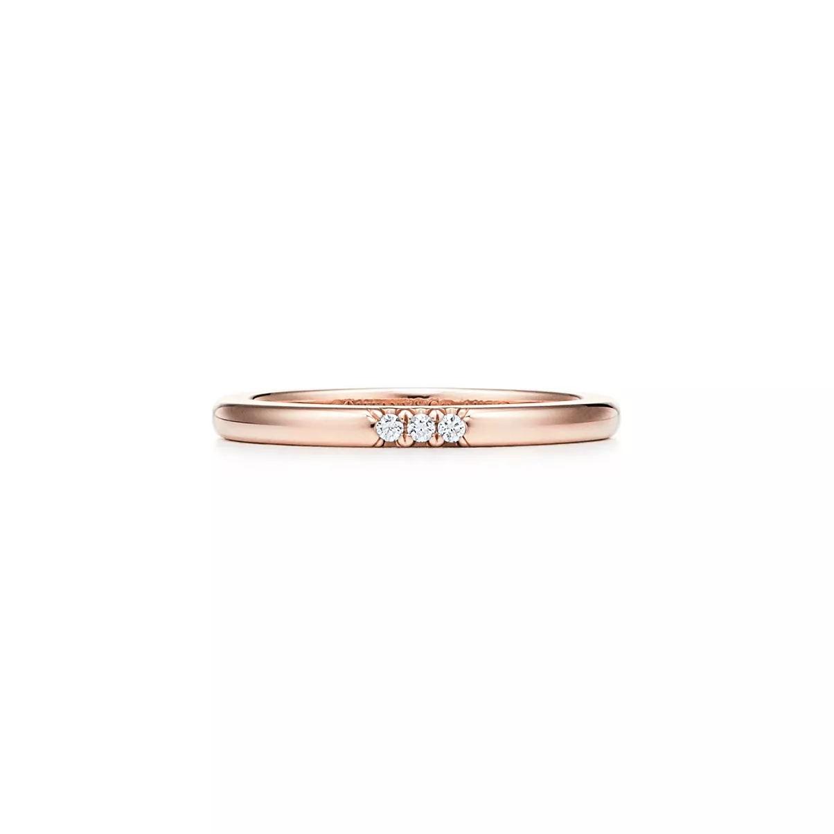 웨딩 밴드 링, 로즈 골드, 다이아몬드 세팅, 두께 2mm.