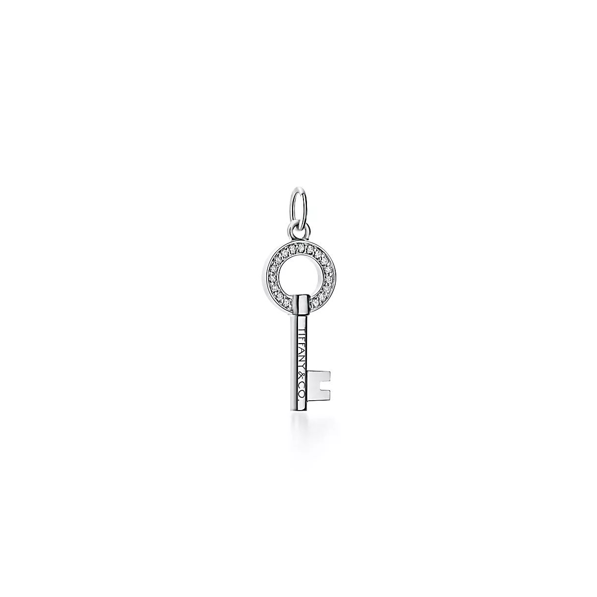 Tiffany Keys Key 18K 화이트 골드와 팔라듐 라운드 브릴리언트 다이아몬드 One Scale