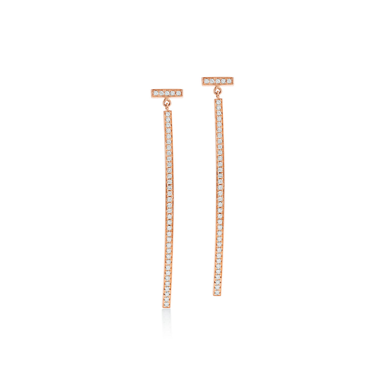 Tiffany T:Diamond Bar Earrings in Rose Gold image number 0