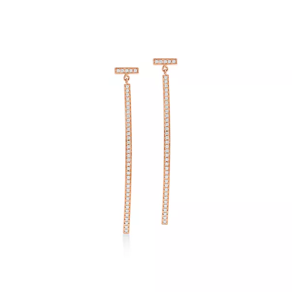 Diamond Bar Earrings in Rose Gold