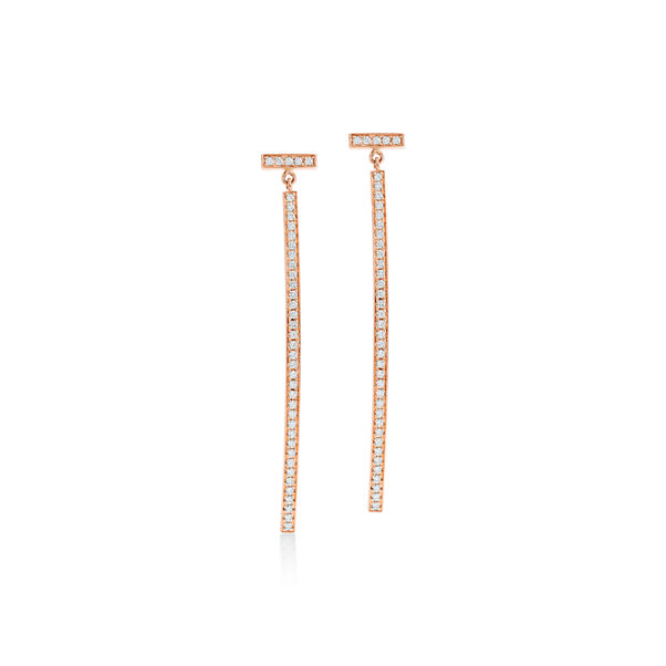 Tiffany T:Diamond Bar Earrings in Rose Gold