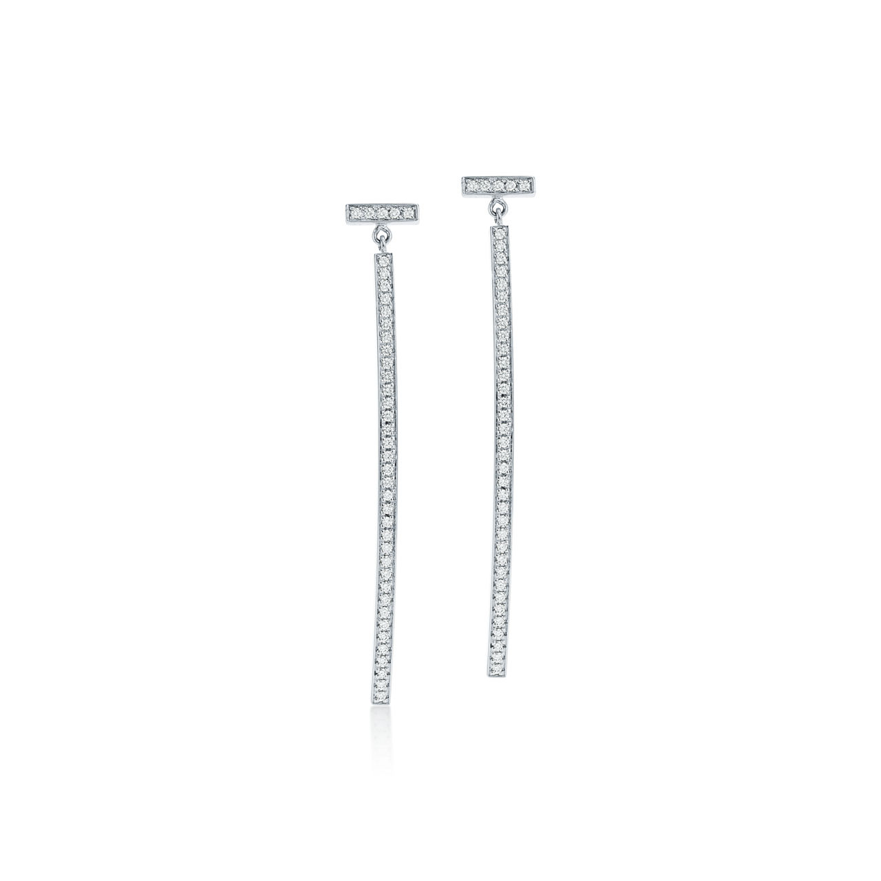 Diamond Bar Earrings in White Gold