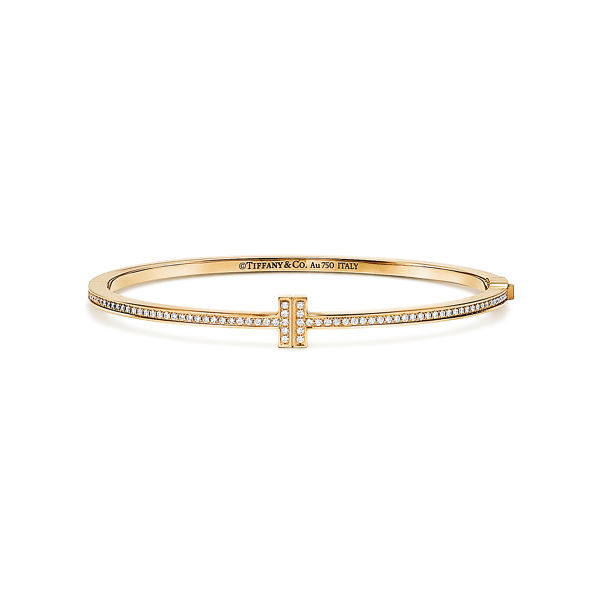 Tiffany T:Aufklappbarer Wire Armreif mit Diamanten in Gelbgold