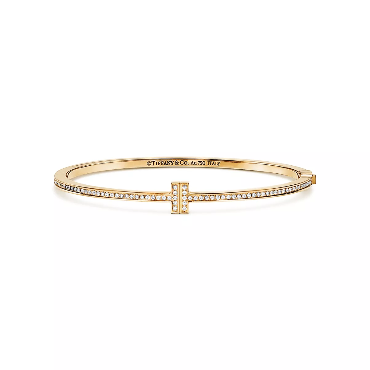 Diamond Hinged Wire Bangle in Yellow Gold