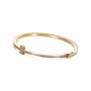 Tiffany T:Diamond Hinged Wire Bangle in Yellow Gold, 3