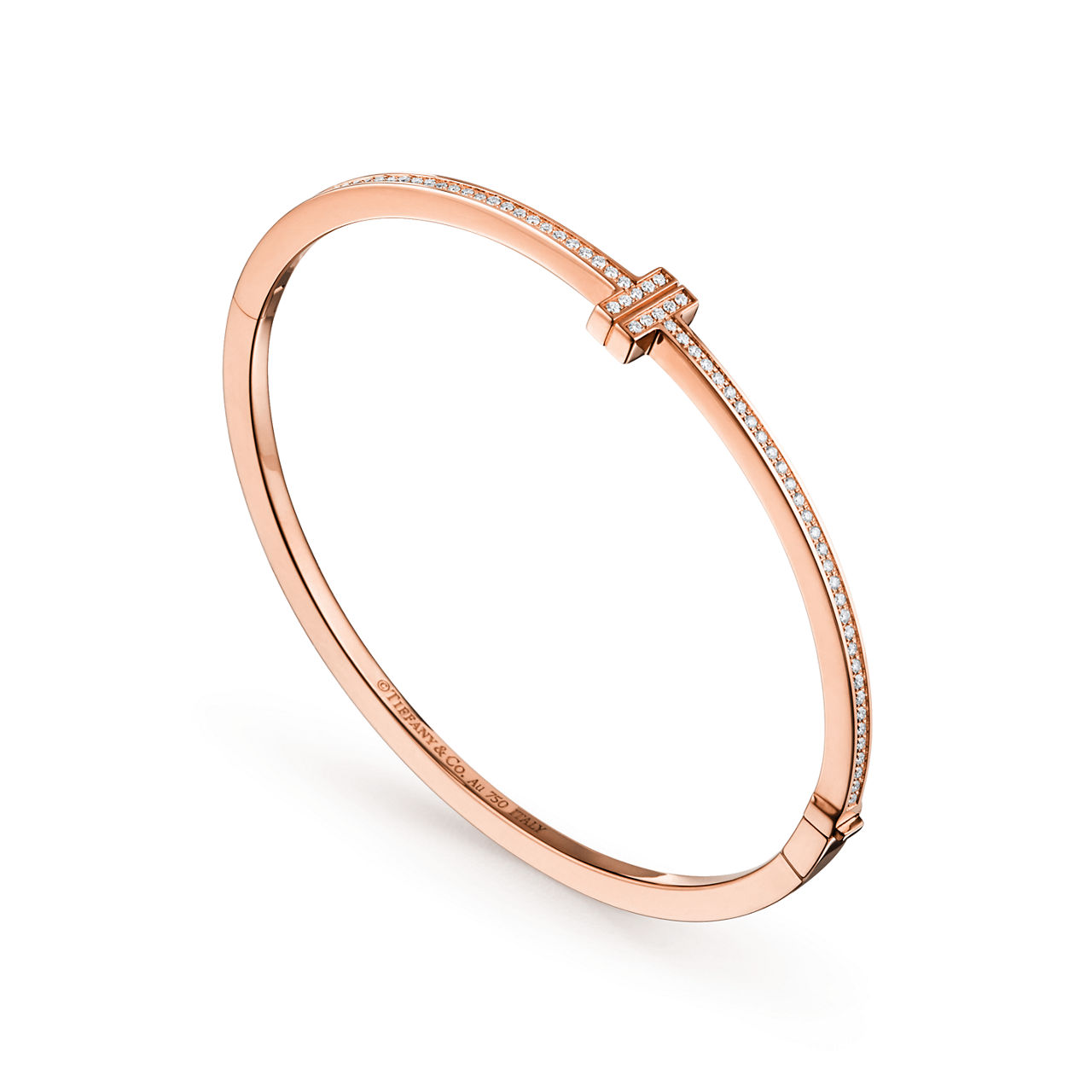 Tiffany T:Diamond Hinged Wire Bangle in Rose Gold image number 2