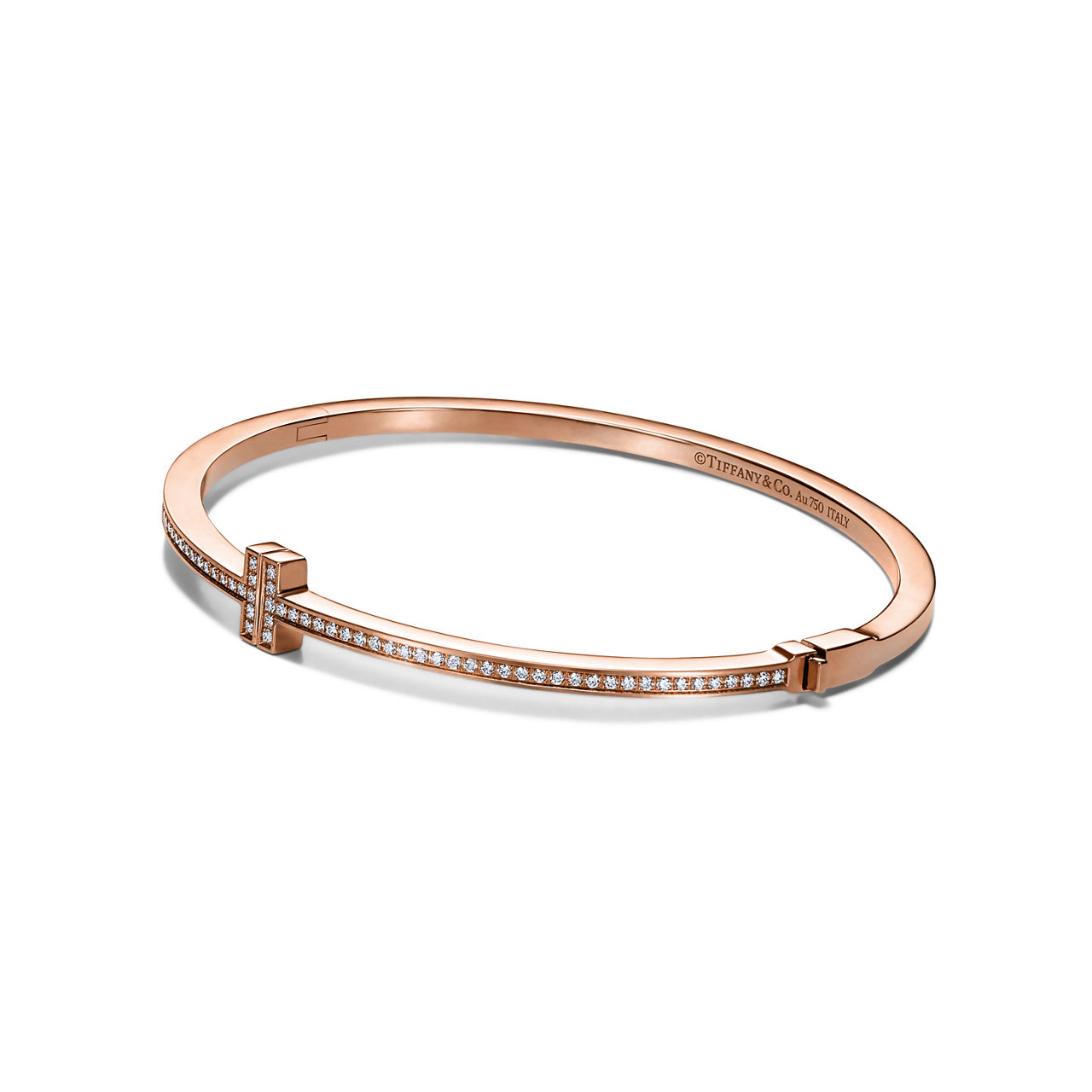 Tiffany T:Diamond Hinged Wire Bangle in Rose Gold image number 3