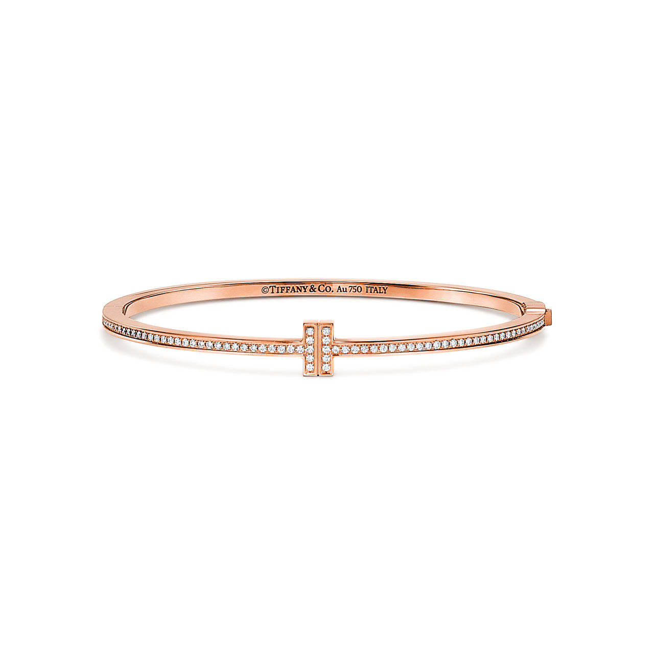 Tiffany T:Diamond Hinged Wire Bangle in Rose Gold image number 0