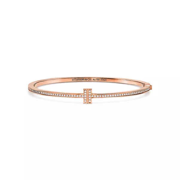 Aufklappbarer Wire Armreif mit Diamanten in Roségold