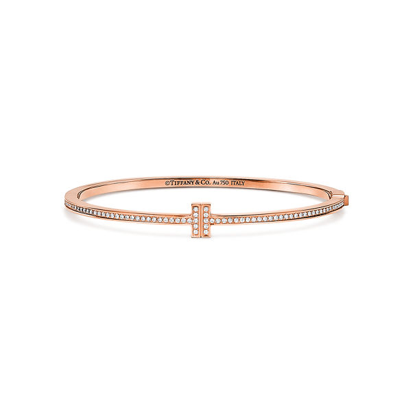 Tiffany T:Diamond Hinged Wire Bangle in Rose Gold