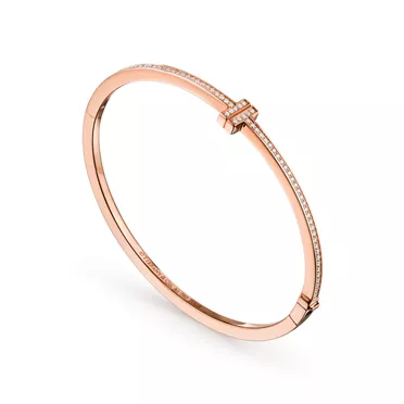 Tiffany T:Aufklappbarer Wire Armreif mit Diamanten in Roségold, 2