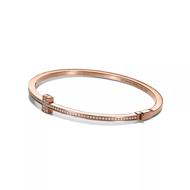Tiffany T:Aufklappbarer Wire Armreif mit Diamanten in Roségold, 3